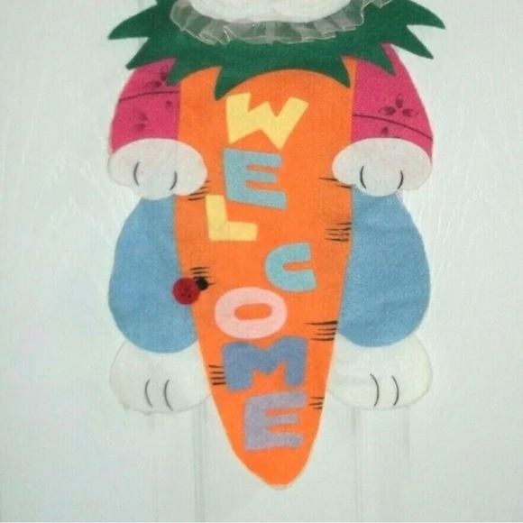 Easter Bunny hanging welcome felt sign decoration 21” x 11” - Picture 2 of 2